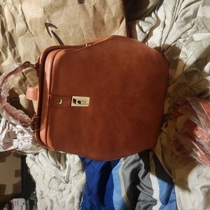Elegant Orange Vegan Leather Bag
